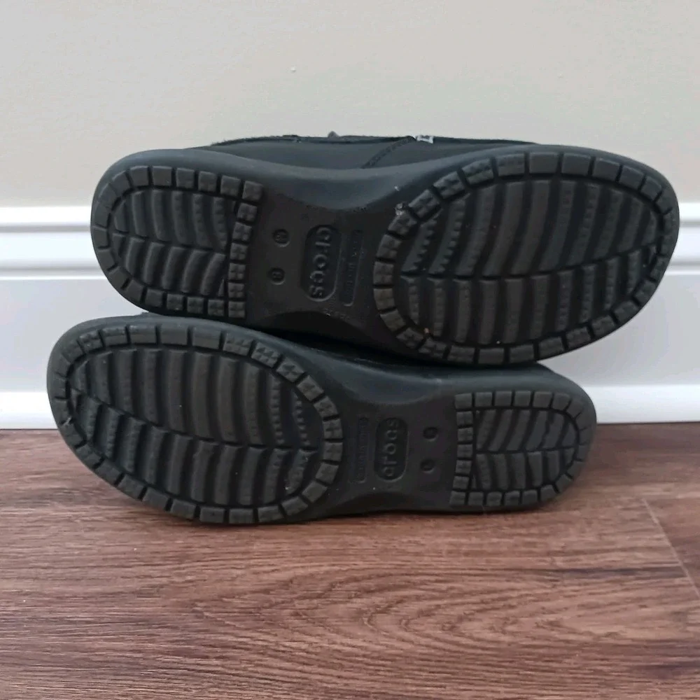 Crocs Men's Denton Black Leather Slip On Loafers Size 8 Classic
